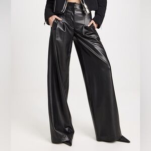 Veronica Beard Rennert Faux Vegan Leather Wide Pants Size 10